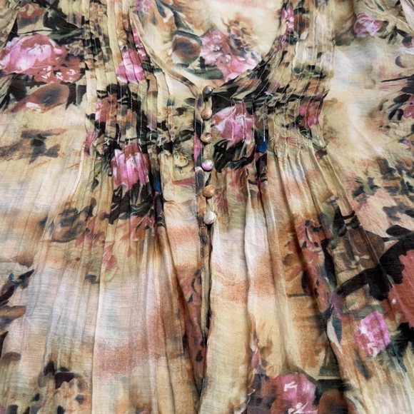 Floral Boho Lace Trim Blouse Top Women’s Medium Fairy Cottage Romantic Summer - Picture 2 of 8